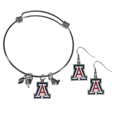 Arizona Wildcats Dangle Earrings and Charm Bangle Bracelet Set - Flyclothing LLC