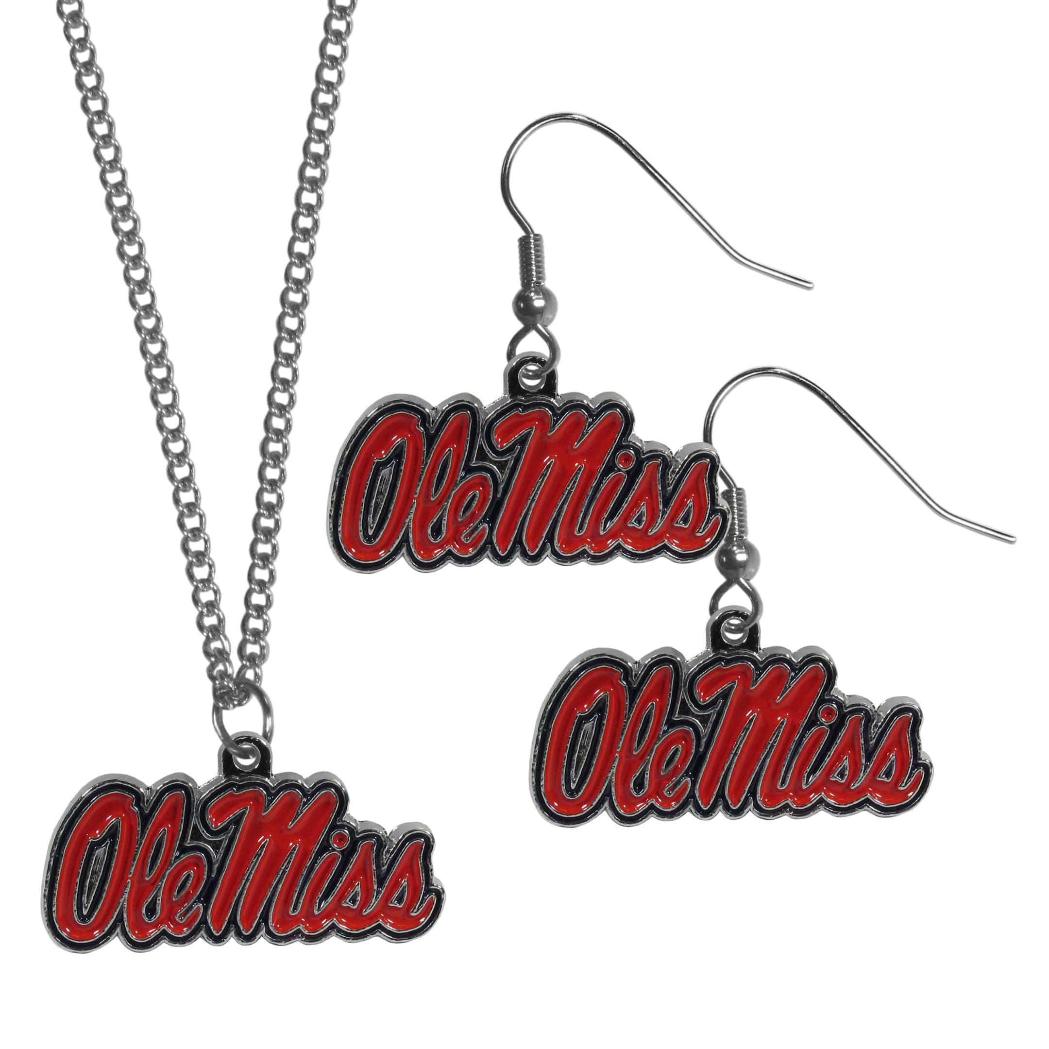 Mississippi Rebels Dangle Earrings and Chain Necklace Set - Siskiyou Buckle