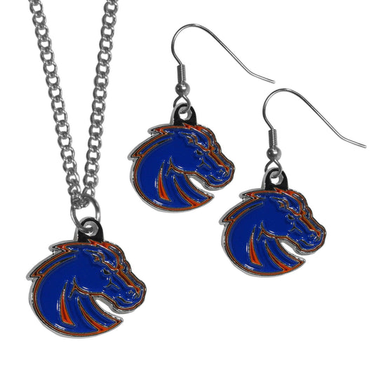 Boise St. Broncos Dangle Earrings and Chain Necklace Set - Siskiyou Buckle