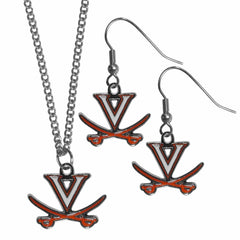 Virginia Cavaliers Dangle Earrings and Chain Necklace Set - Flyclothing LLC