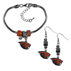 Oregon St. Beavers Euro Bead Earrings and Bracelet Set - Flyclothing LLC