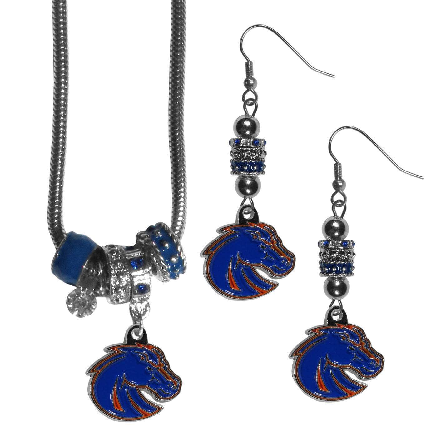 Boise St. Broncos Euro Bead Earrings and Necklace Set - Siskiyou Buckle