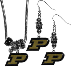 Purdue Boilermakers Euro Bead Earrings and Necklace Set - Siskiyou Buckle