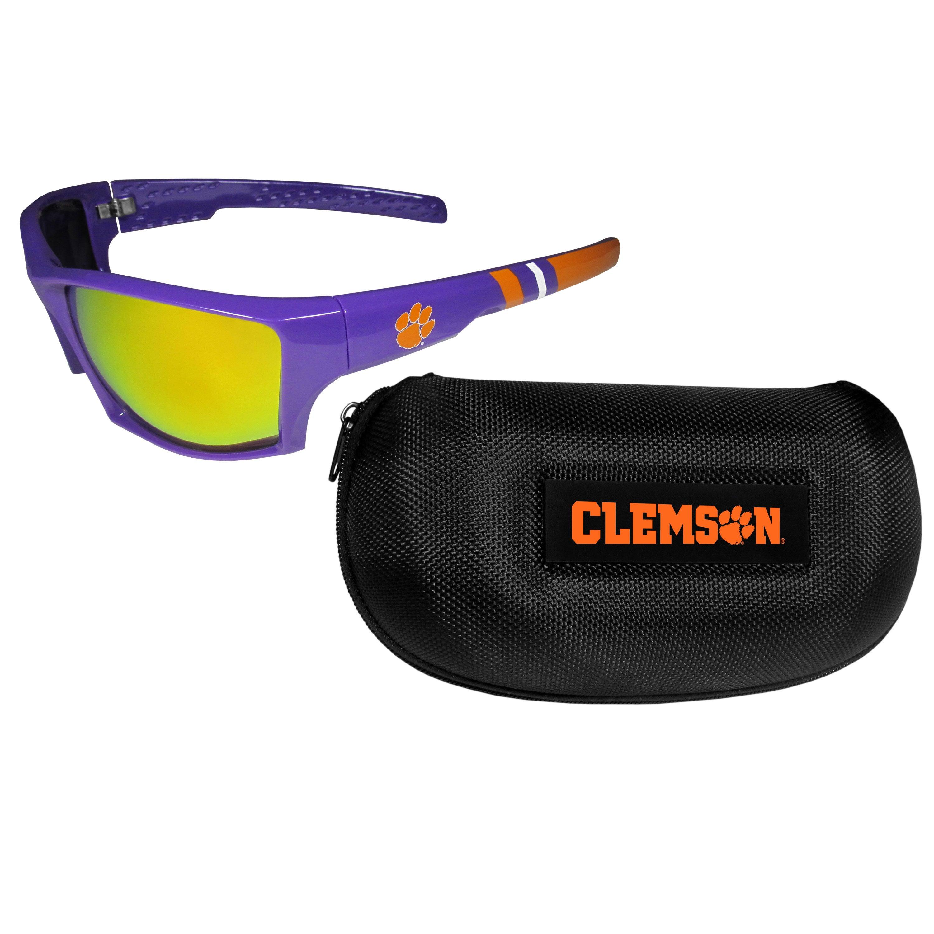 Clemson Tigers Edge Wrap Sunglass and Case Set - Flyclothing LLC
