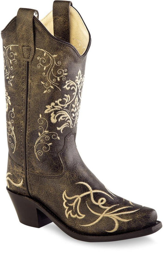 Old West Vintage Charcoal Youth Snip Toe Fashion Boots - Old West