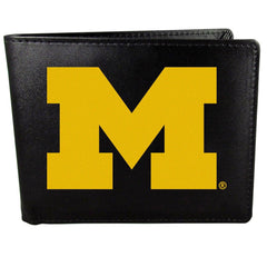 Michigan Wolverines Leather Bi-fold Wallet, Large Logo - Siskiyou Buckle