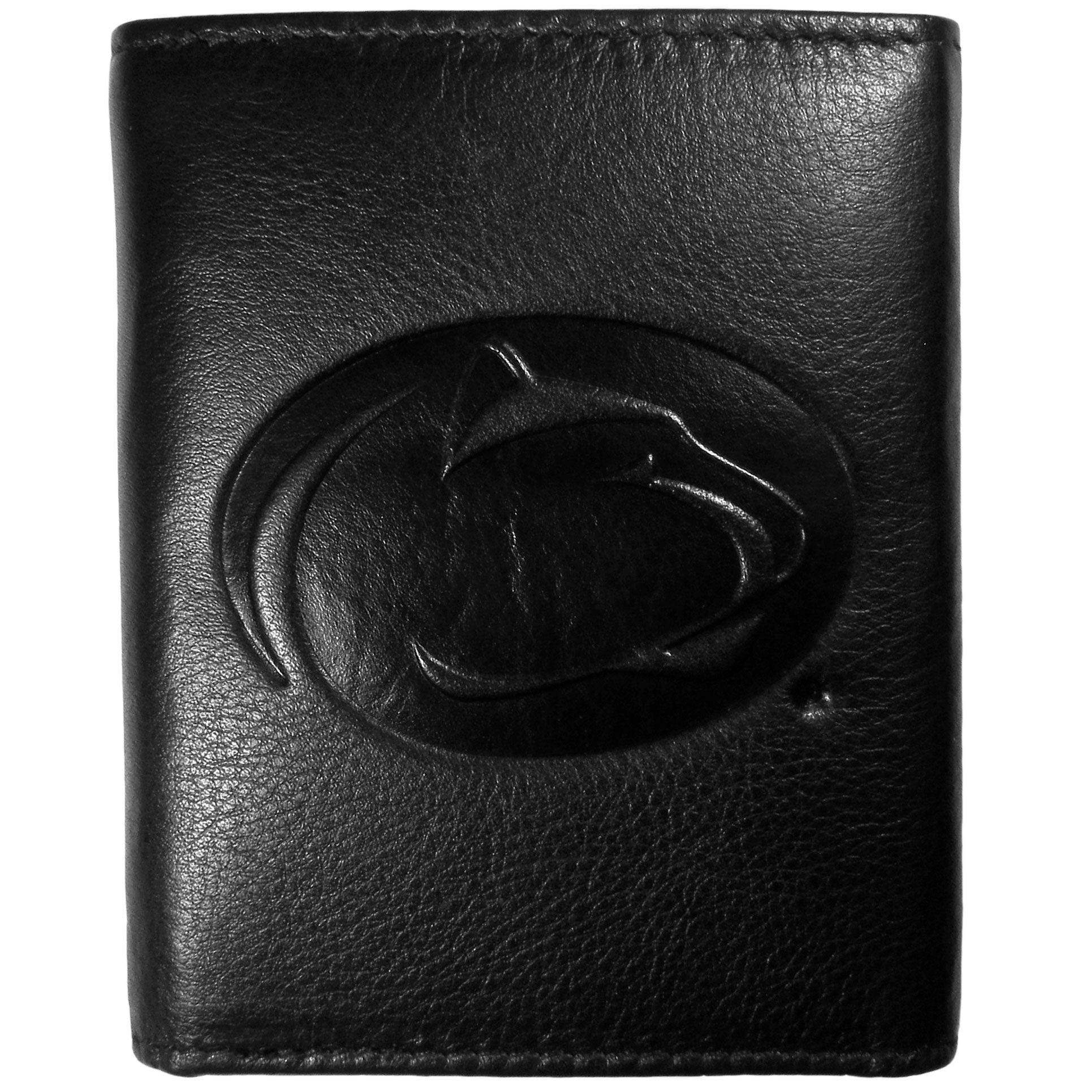 Penn St. Nittany Lions Embossed Leather Tri-fold Wallet - Flyclothing LLC