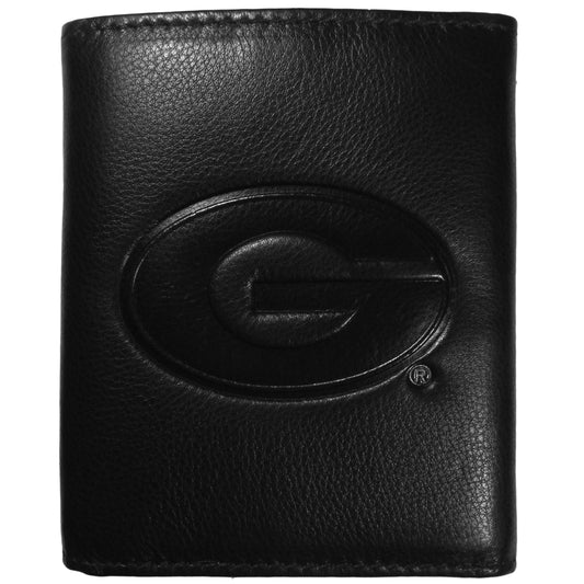 Georgia Bulldogs Embossed Leather Tri-fold Wallet - Flyclothing LLC