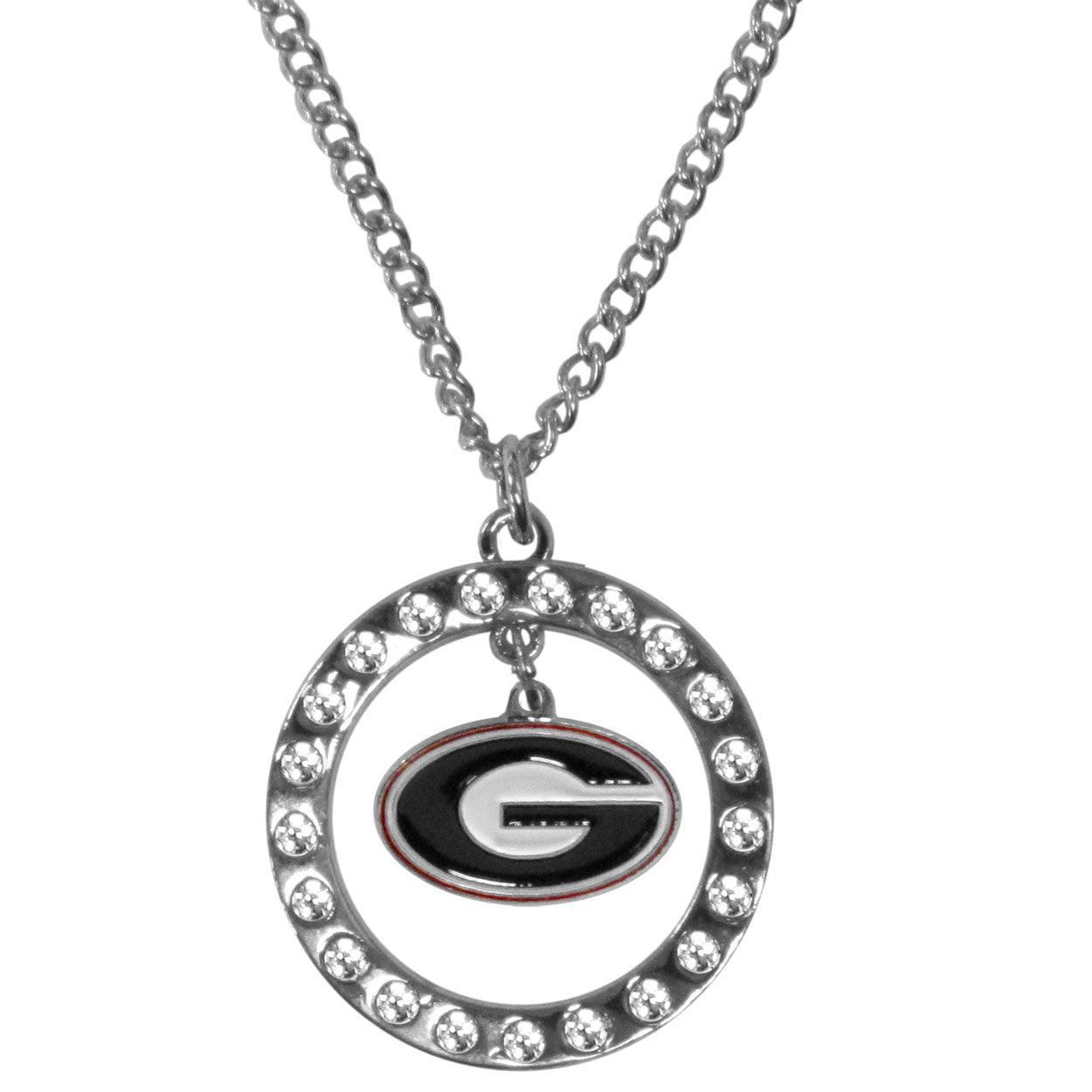 Georgia Bulldogs Rhinestone Hoop Necklaces - Flyclothing LLC