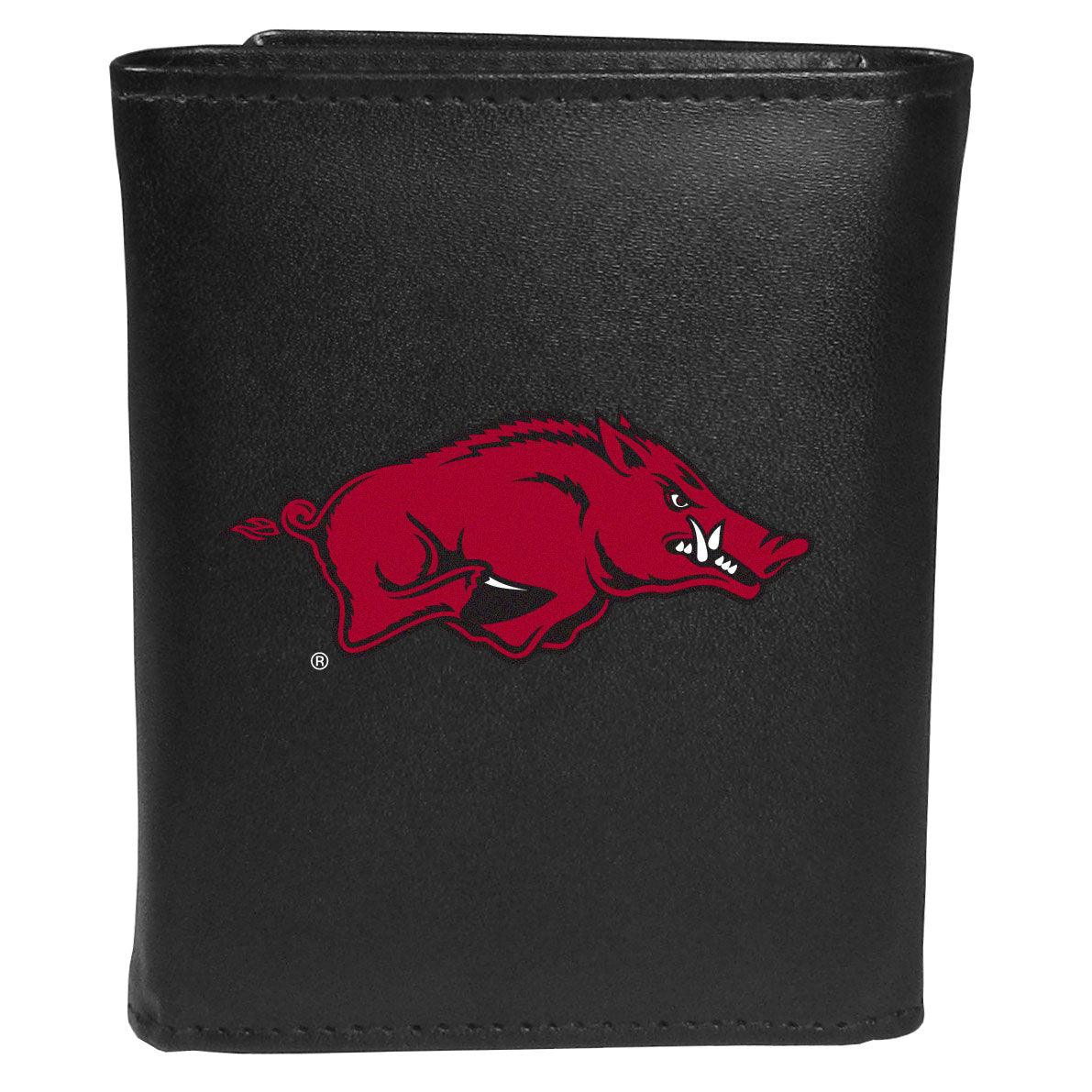 Arkansas Razorbacks Leather Tri-fold Wallet, Large Logo - Flyclothing LLC