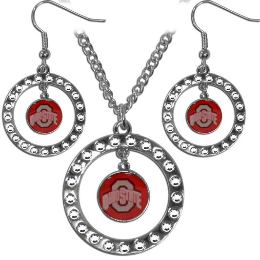 Ohio St. Buckeyes Rhinestone Hoop Jewelry Set - Siskiyou Buckle