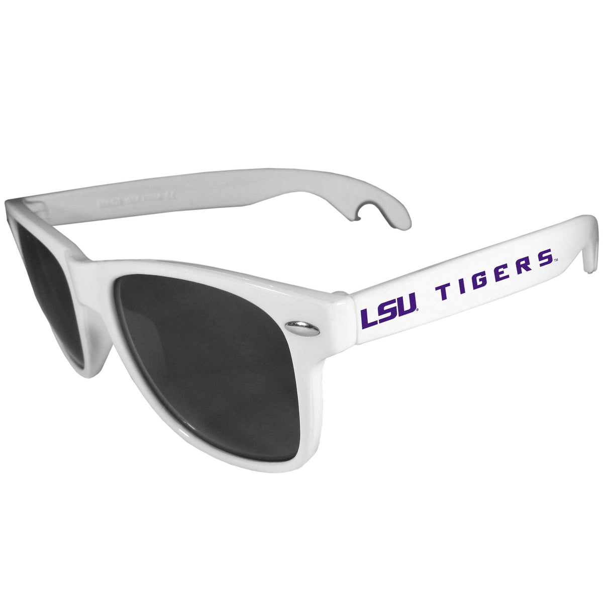 LSU Tigers Beachfarer Bottle Opener Sunglasses, White - Flyclothing LLC