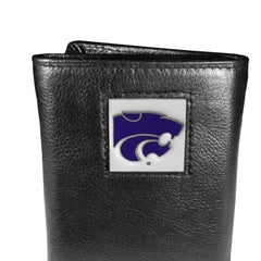 Kansas St. Wildcats Deluxe Leather Tri-fold Wallet Packaged in Gift Box - Flyclothing LLC