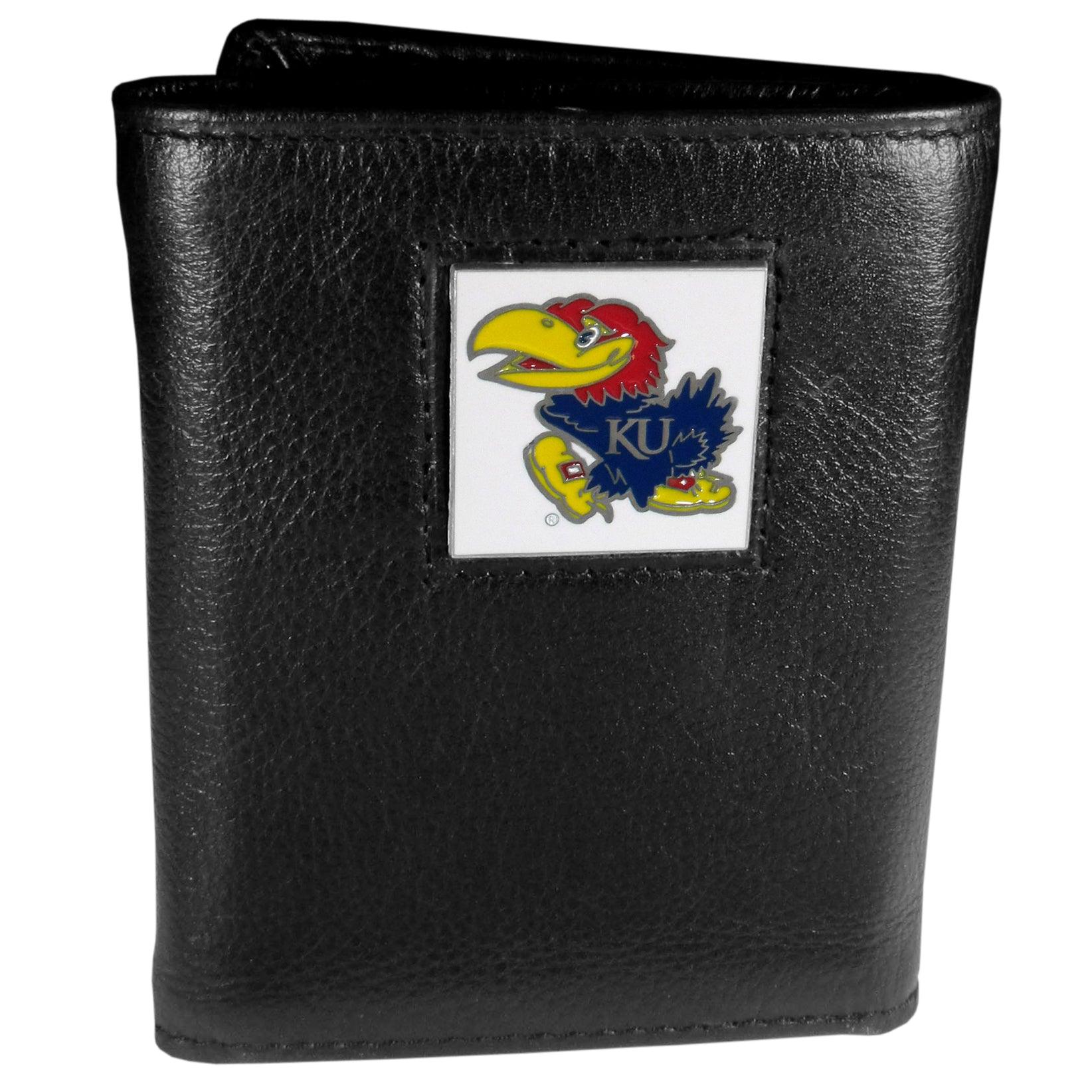Kansas Jayhawks Deluxe Leather Tri-fold Wallet - Flyclothing LLC