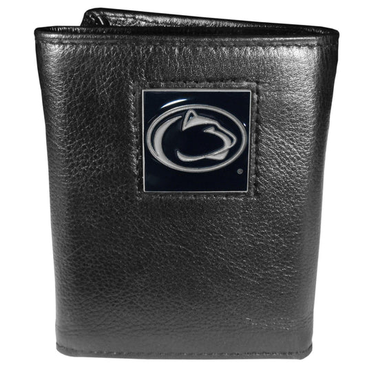 Penn St. Nittany Lions Deluxe Leather Tri-fold Wallet Packaged in Gift Box - Flyclothing LLC