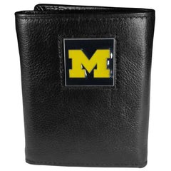 Michigan Wolverines Deluxe Leather Tri-fold Wallet - Siskiyou Buckle