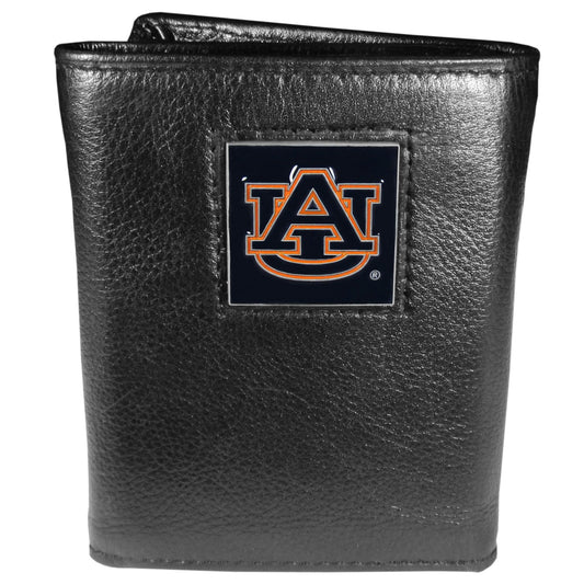 Auburn Tigers Deluxe Leather Tri-fold Wallet Packaged in Gift Box - Flyclothing LLC