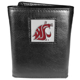 Washington St. Cougars Deluxe Leather Tri-fold Wallet Packaged in Gift Box - Flyclothing LLC