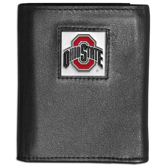 Ohio St. Buckeyes Leather Tri-fold Wallet - Siskiyou Buckle