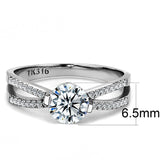 Alamode High polished (no plating) Stainless Steel Ring with AAA Grade CZ in Clear - Flyclothing LLC