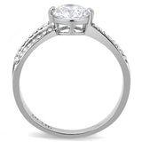 Alamode High polished (no plating) Stainless Steel Ring with AAA Grade CZ in Clear - Flyclothing LLC