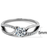 Alamode High polished (no plating) Stainless Steel Ring with AAA Grade CZ in Clear - Flyclothing LLC