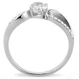 Alamode High polished (no plating) Stainless Steel Ring with AAA Grade CZ in Clear - Flyclothing LLC