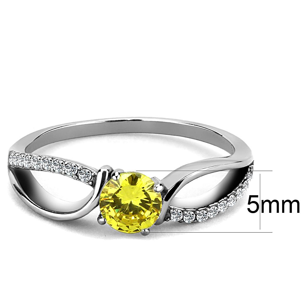 Alamode High polished (no plating) Stainless Steel Ring with AAA Grade CZ in Topaz - Flyclothing LLC