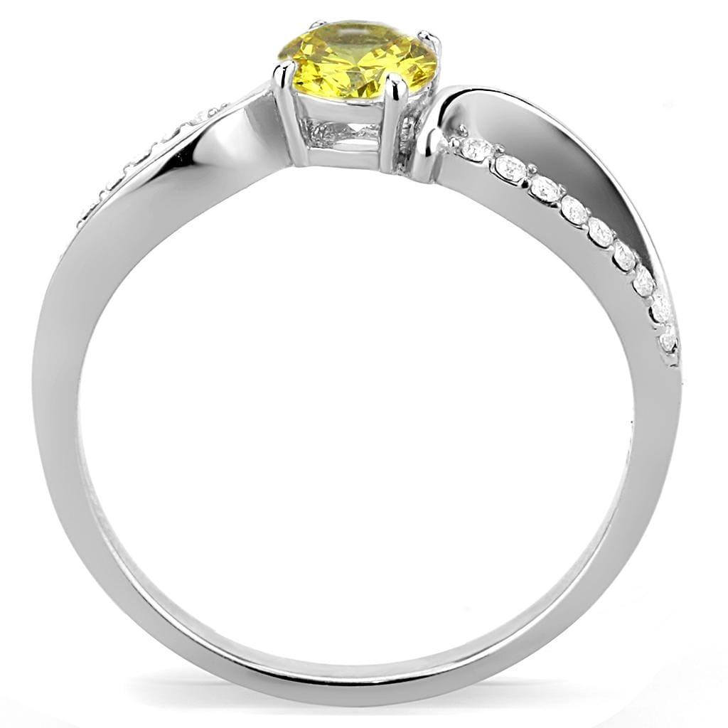 Alamode High polished (no plating) Stainless Steel Ring with AAA Grade CZ in Topaz - Flyclothing LLC