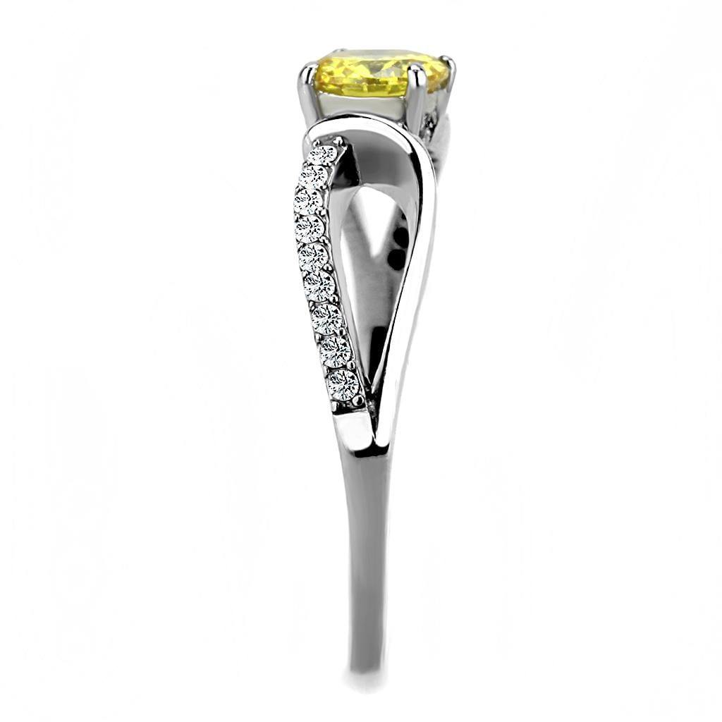 Alamode High polished (no plating) Stainless Steel Ring with AAA Grade CZ in Topaz - Flyclothing LLC