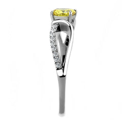 Alamode High polished (no plating) Stainless Steel Ring with AAA Grade CZ in Topaz - Alamode