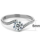 Alamode High polished (no plating) Stainless Steel Ring with AAA Grade CZ in Clear - Flyclothing LLC