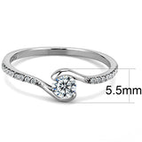 Alamode High polished (no plating) Stainless Steel Ring with AAA Grade CZ in Clear - Flyclothing LLC