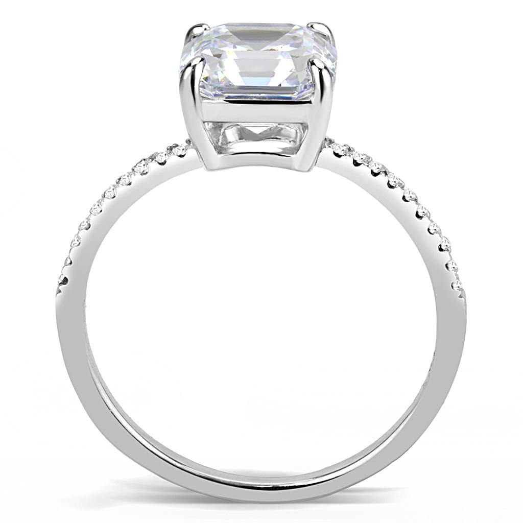 Alamode High polished (no plating) Stainless Steel Ring with Cubic in Clear - Alamode