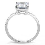 Alamode High polished (no plating) Stainless Steel Ring with Cubic in Clear - Alamode