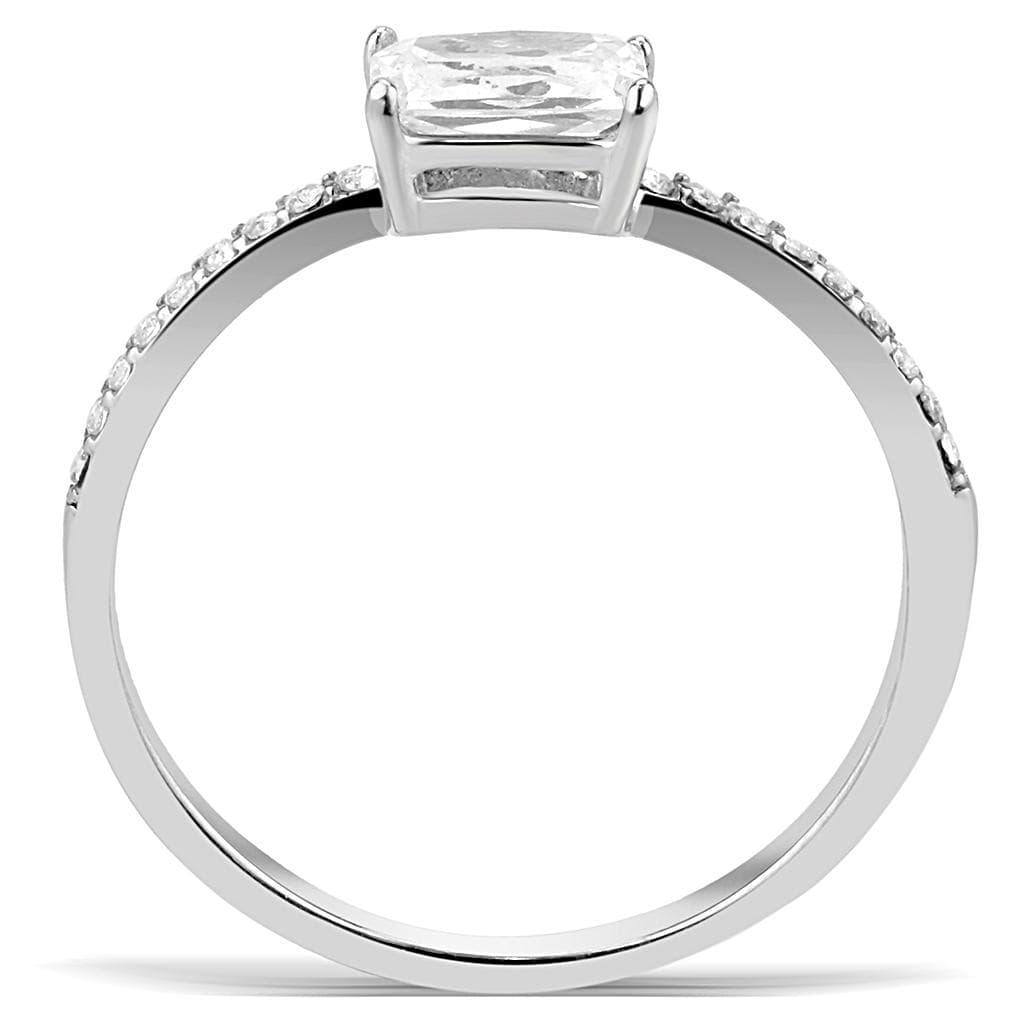 Alamode High polished (no plating) Stainless Steel Ring with Cubic in Clear - Alamode