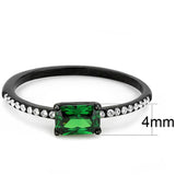 Alamode IP Black(Ion Plating) Stainless Steel Ring with AAA Grade CZ in Emerald - Alamode