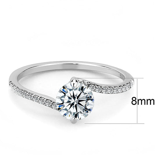 Alamode High polished (no plating) Stainless Steel Ring with AAA Grade CZ in Clear - Flyclothing LLC