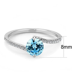 Alamode High polished (no plating) Stainless Steel Ring with AAA Grade CZ in Sea Blue - Alamode