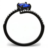 Alamode IP Black(Ion Plating) Stainless Steel Ring with Synthetic Spinel in London Blue - Alamode