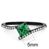 Alamode IP Black(Ion Plating) Stainless Steel Ring with AAA Grade CZ in Emerald - Alamode