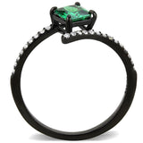 Alamode IP Black(Ion Plating) Stainless Steel Ring with AAA Grade CZ in Emerald - Alamode