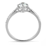 Alamode High polished (no plating) Stainless Steel Ring with AAA Grade CZ in Clear - Flyclothing LLC