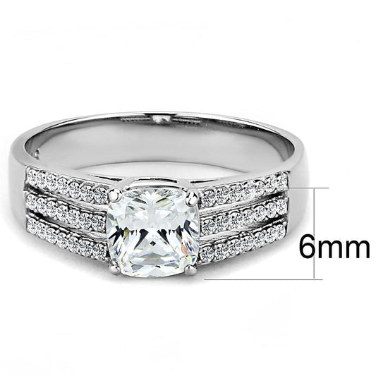 Alamode High polished (no plating) Stainless Steel Ring with Cubic in Clear - Alamode