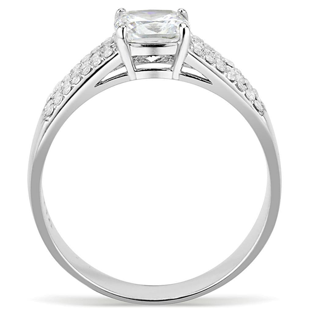 Alamode High polished (no plating) Stainless Steel Ring with Cubic in Clear - Alamode