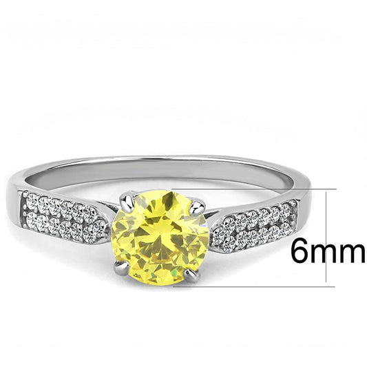 Alamode High polished (no plating) Stainless Steel Ring with AAA Grade CZ in Topaz - Flyclothing LLC