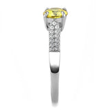 Alamode High polished (no plating) Stainless Steel Ring with AAA Grade CZ in Topaz - Alamode