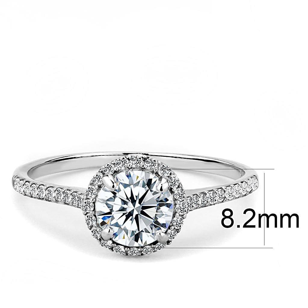 Alamode High polished (no plating) Stainless Steel Ring with AAA Grade CZ in Clear - Flyclothing LLC