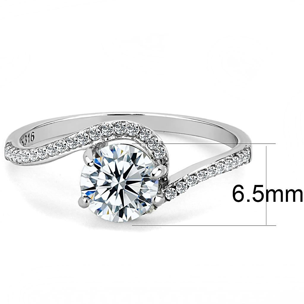 Alamode High polished (no plating) Stainless Steel Ring with AAA Grade CZ in Clear - Flyclothing LLC