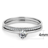 Alamode High polished (no plating) Stainless Steel Ring with AAA Grade CZ in Clear - Flyclothing LLC